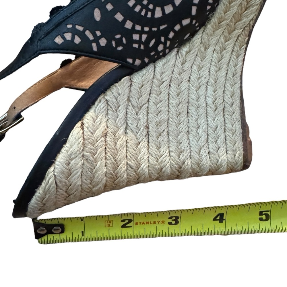 VTG Dior Black and Cream Leather Wedge Sandals w Slingback and Cute Bow Design - Picture 7 of 7